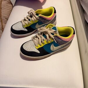 Nike Kids Sneakers in Blue, Yellow, Pink, and Black